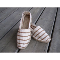 Espadrilles rayées blanc cassé et beige taille 47